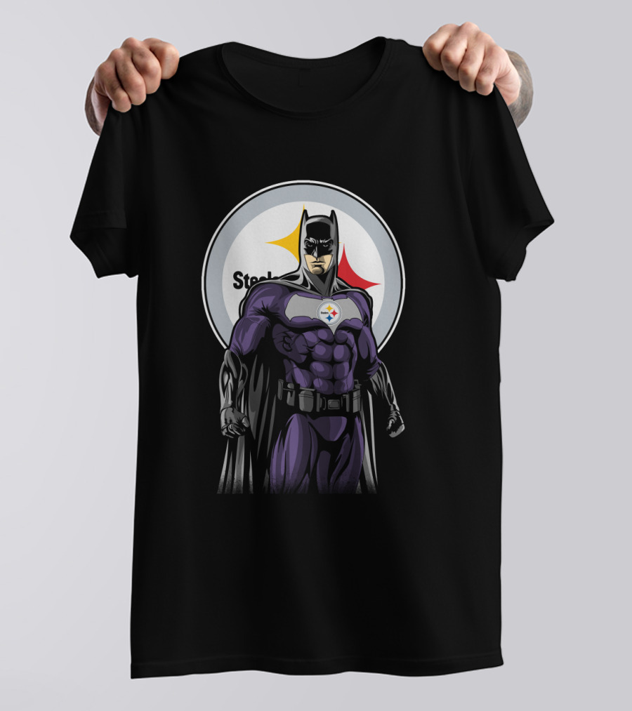Steelers Superhero Emblem With Iconic Batman T-Shirt