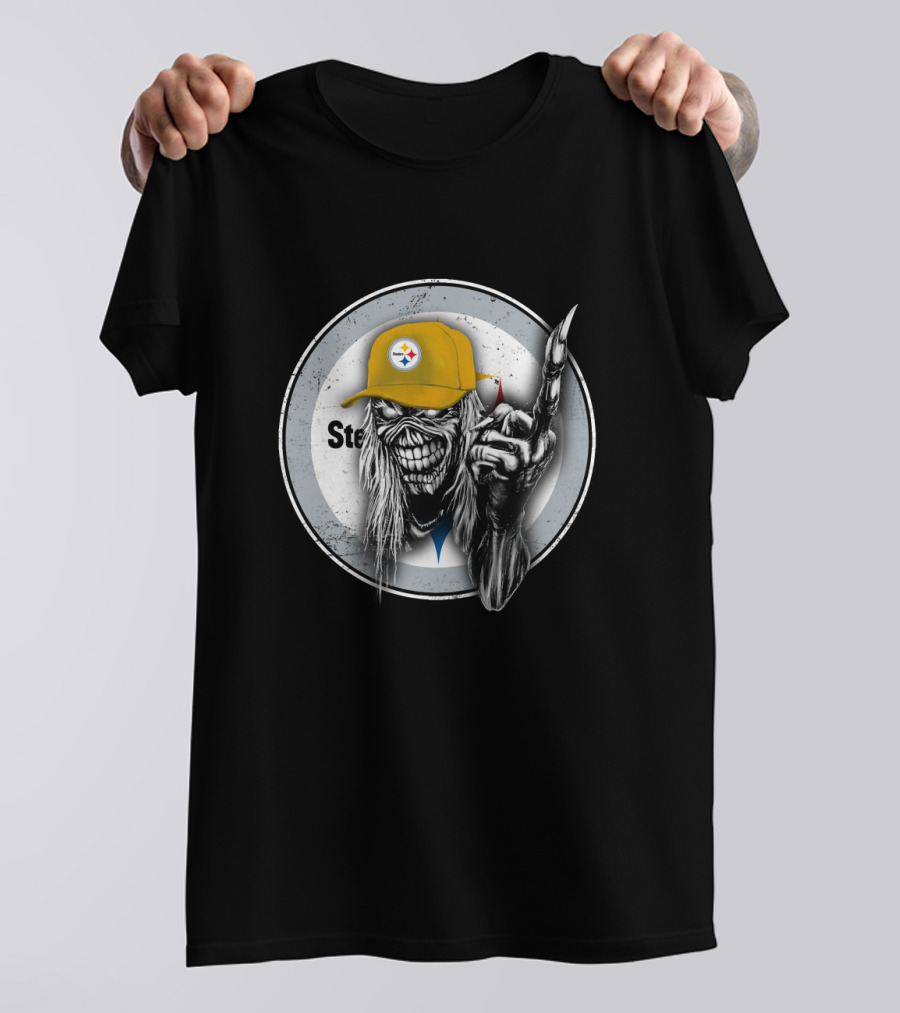 Pittsburgh Steelers Grim Reaper With Logo Cap T-Shirt