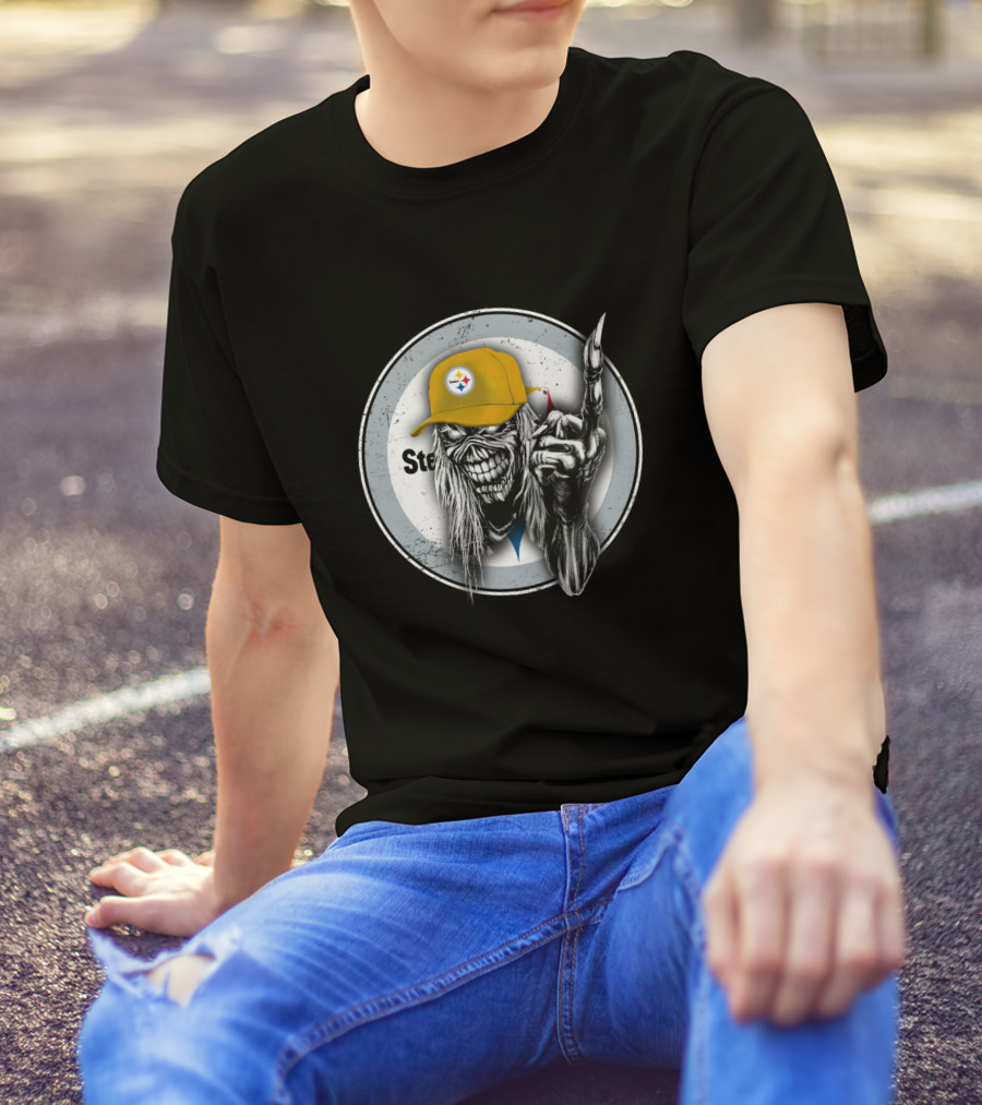 Pittsburgh Steelers Grim Reaper With Logo Cap T-Shirt