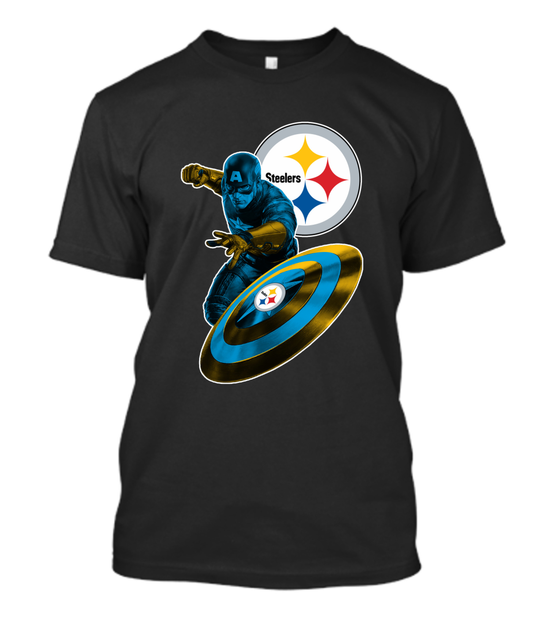 Captain America Pittsburgh Steelers Shield T-Shirt