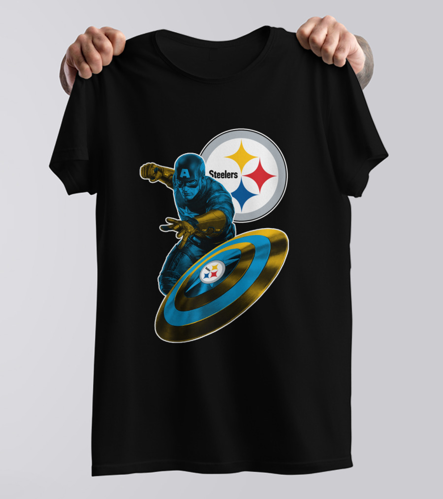 Captain America Pittsburgh Steelers Shield T-Shirt