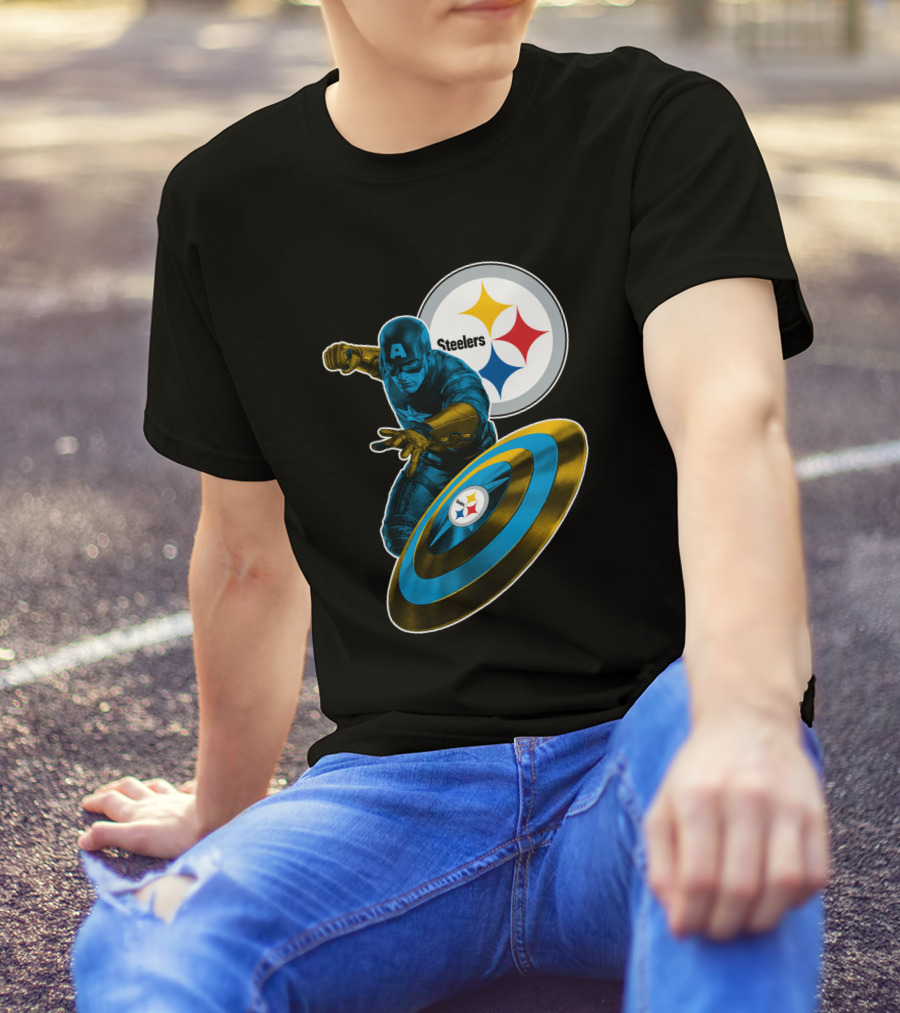Captain America Pittsburgh Steelers Shield T-Shirt