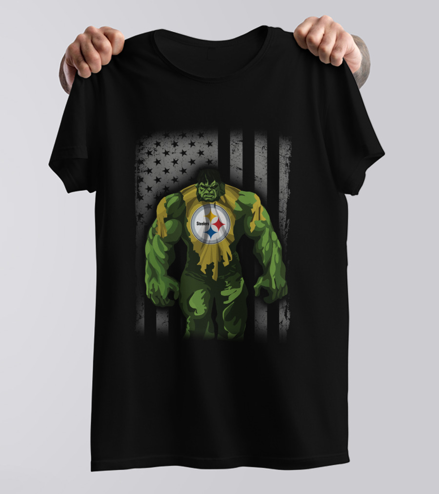 Pittsburgh Steelers Hulk American Flag Mashup T-Shirt