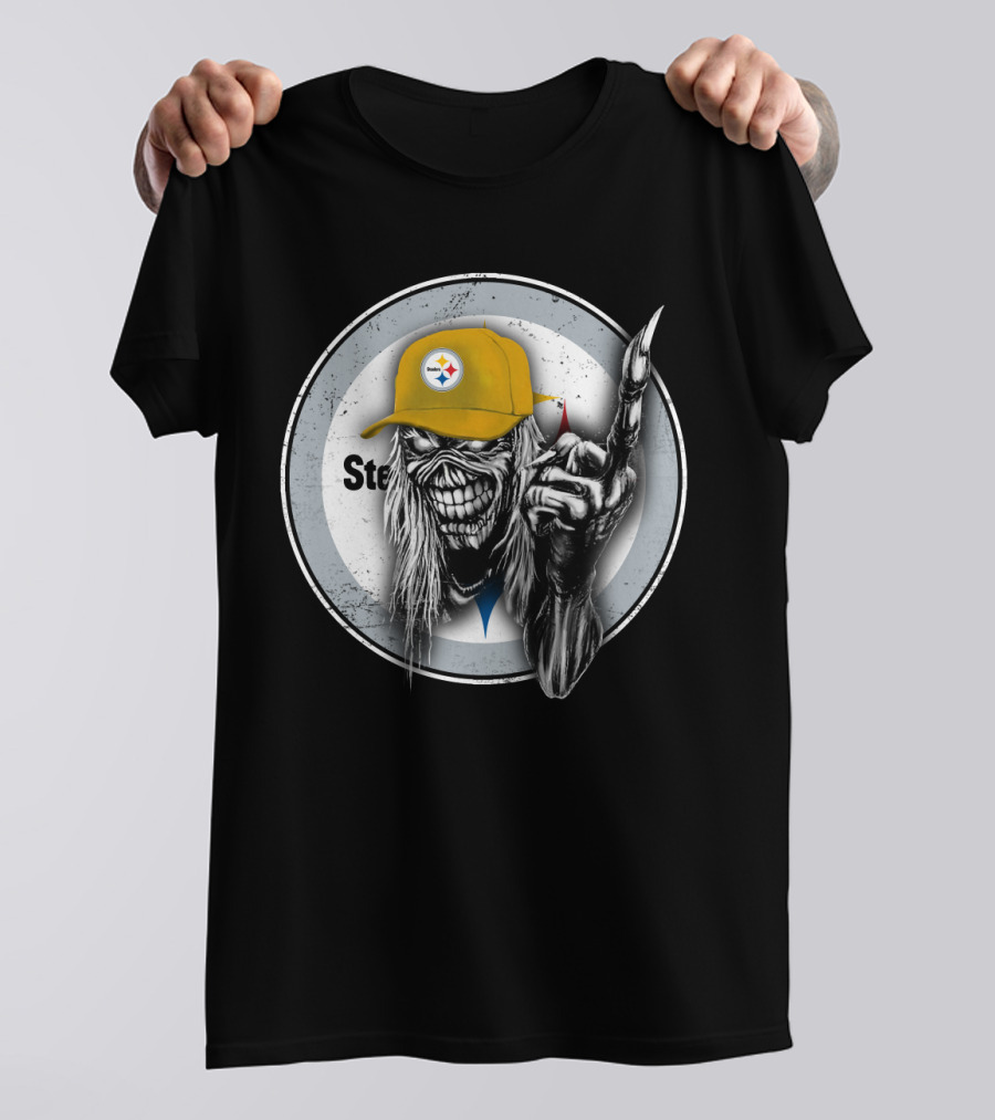 Pittsburgh Steelers Logo Grim Reaper Skeleton T-Shirt