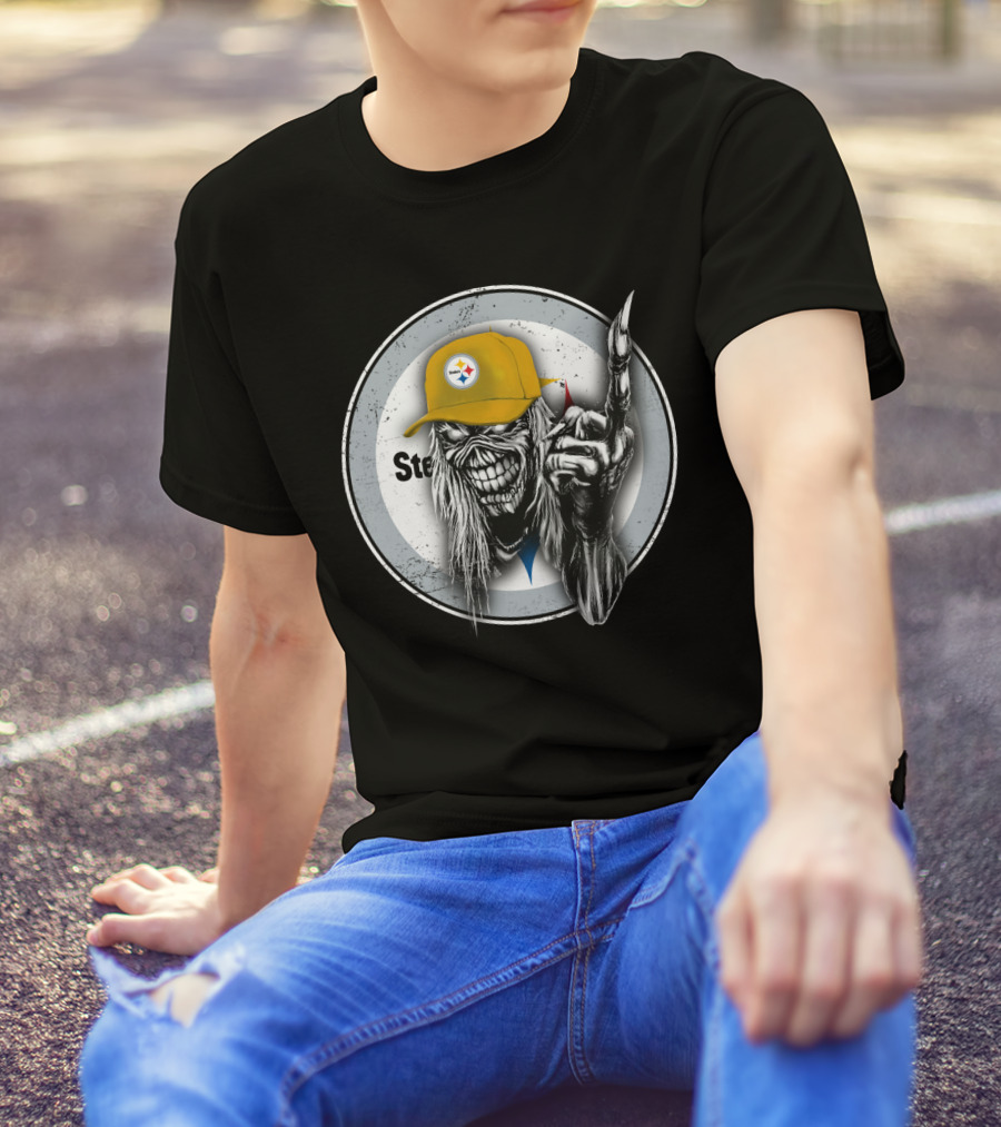 Pittsburgh Steelers Logo Grim Reaper Skeleton T-Shirt
