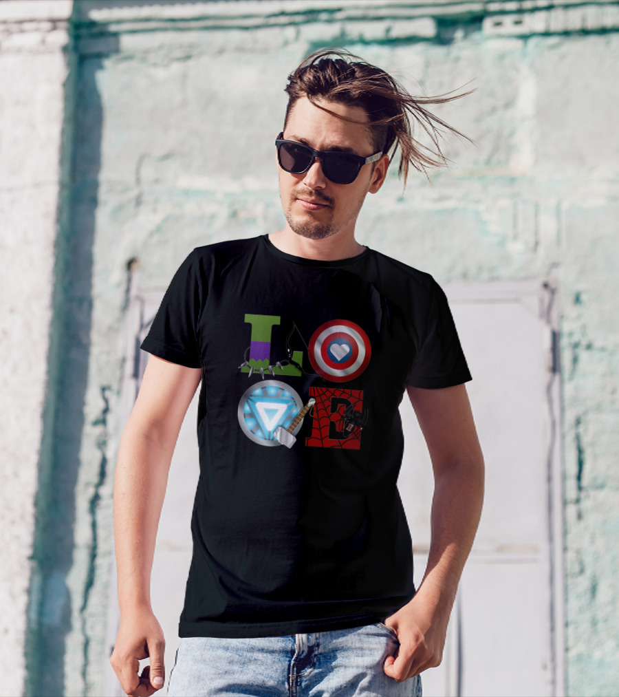 Avengers Love Hulk Captain America Iron Man Thor Spider-Man T-Shirt