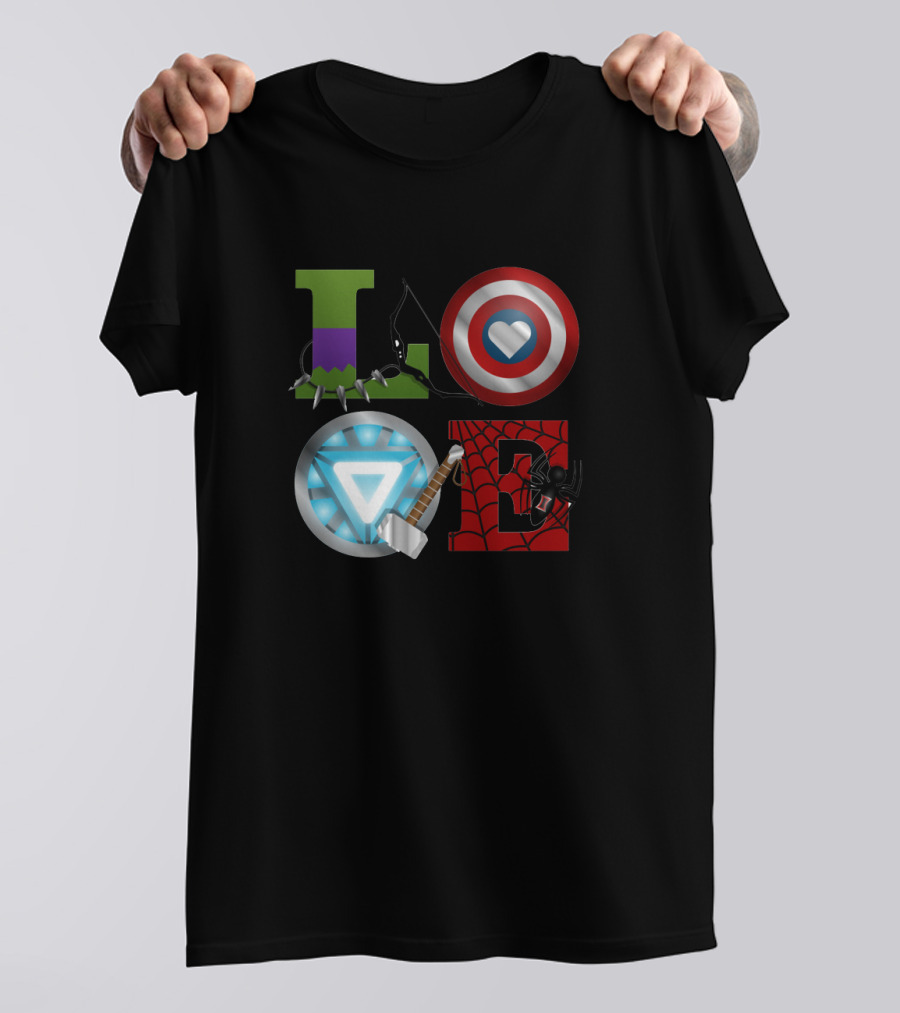 Avengers Love Hulk Captain America Iron Man Thor Spider-Man T-Shirt