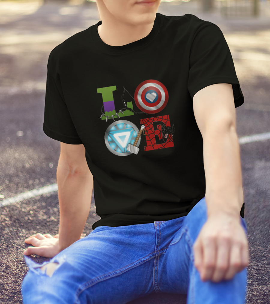 Avengers Love Hulk Captain America Iron Man Thor Spider-Man T-Shirt
