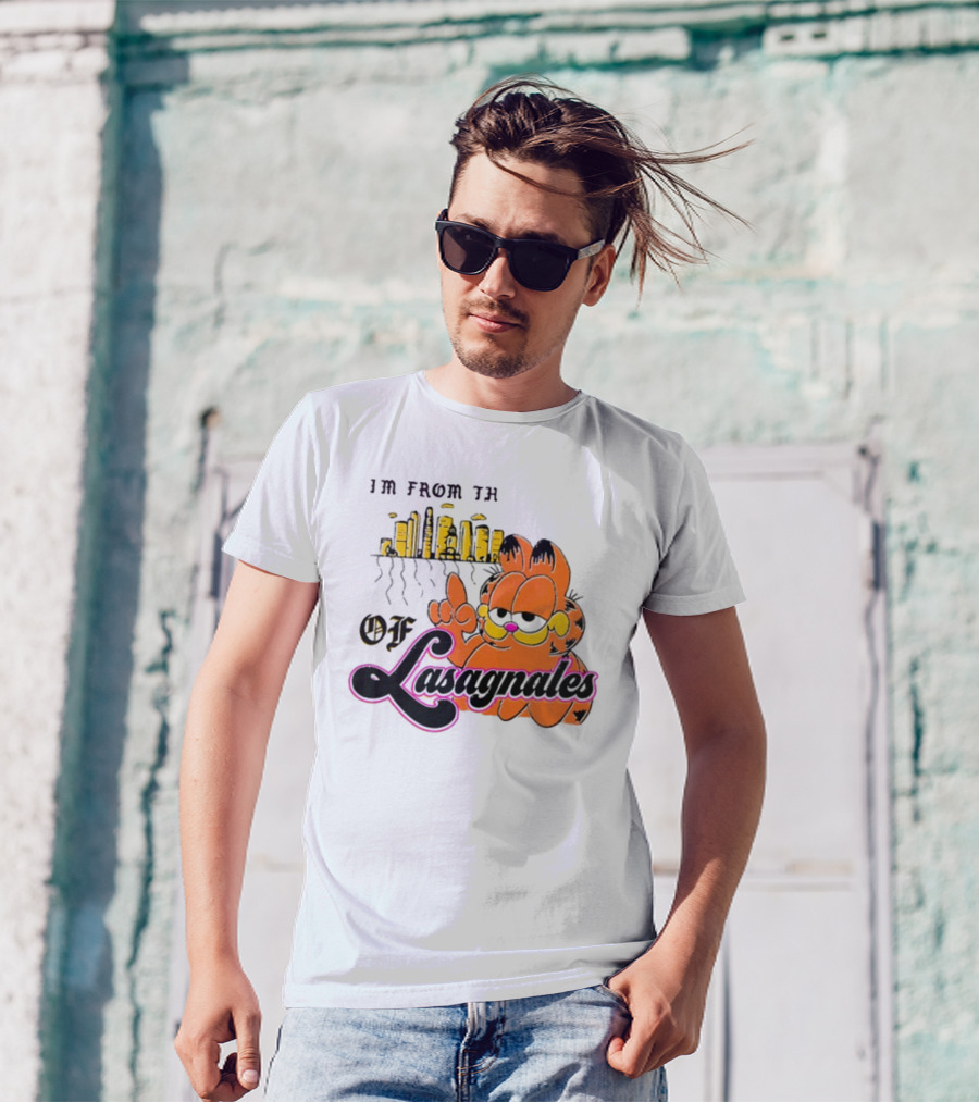 I'm From The Streets Of Lasagnales With Garfield And Skyline T-Shirt