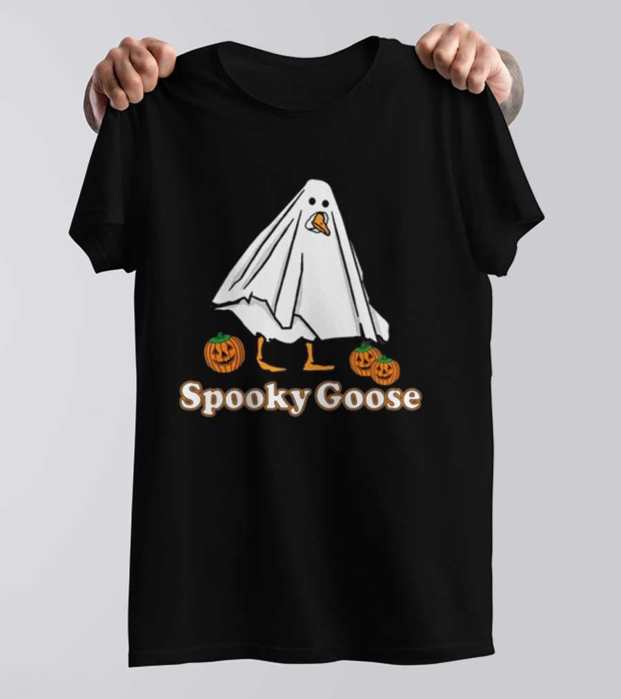 Spooky Goose Ghost Costume With Pumpkins T-Shirt