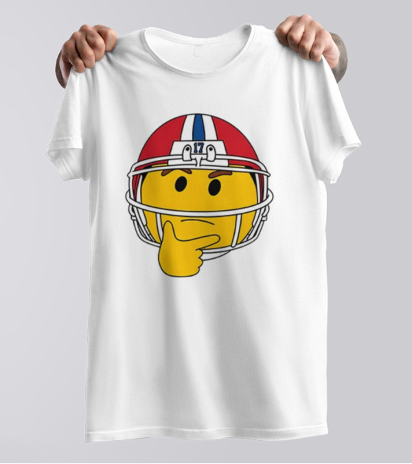 Hmm Moji Curious Thinking Face Football Helmet Red White Blue 17 T-Shirt