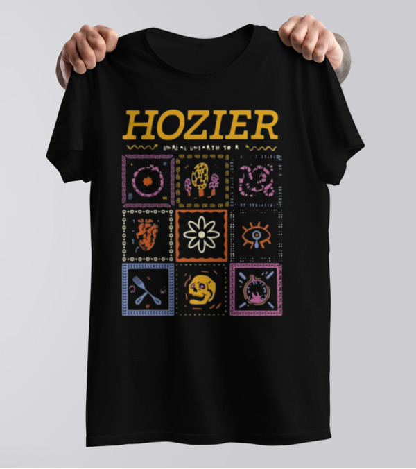 Hozier Unreal Unearth Tour Dante's Inferno Concert Heart Eye Skull Flower Graphics T-Shirt
