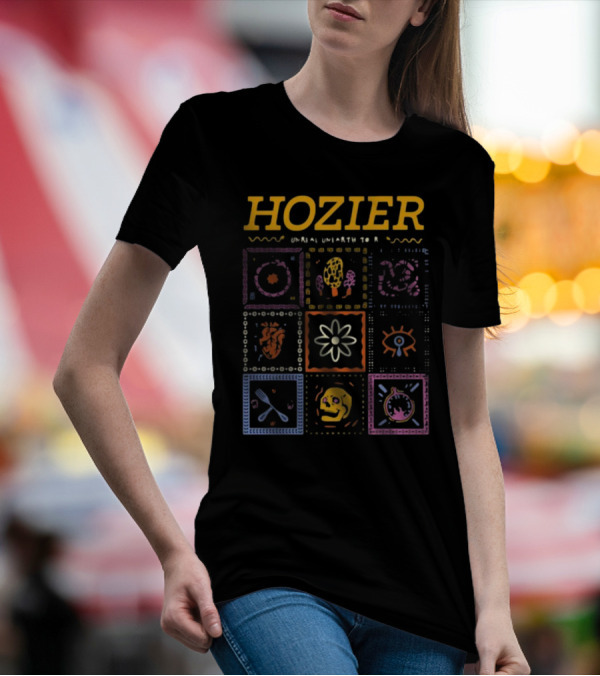 Hozier Unreal Unearth Tour Dante's Inferno Concert Heart Eye Skull Flower Graphics T-Shirt
