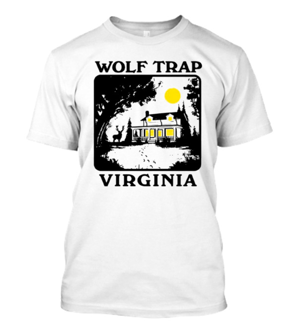 Woodsjpeg Wolf Trap Virginia Nighttime Cabin Scene T-Shirt