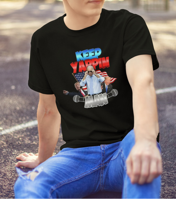 Keep Yappin Man American Flag Microphone Design By Designedbytheboys T-Shirt