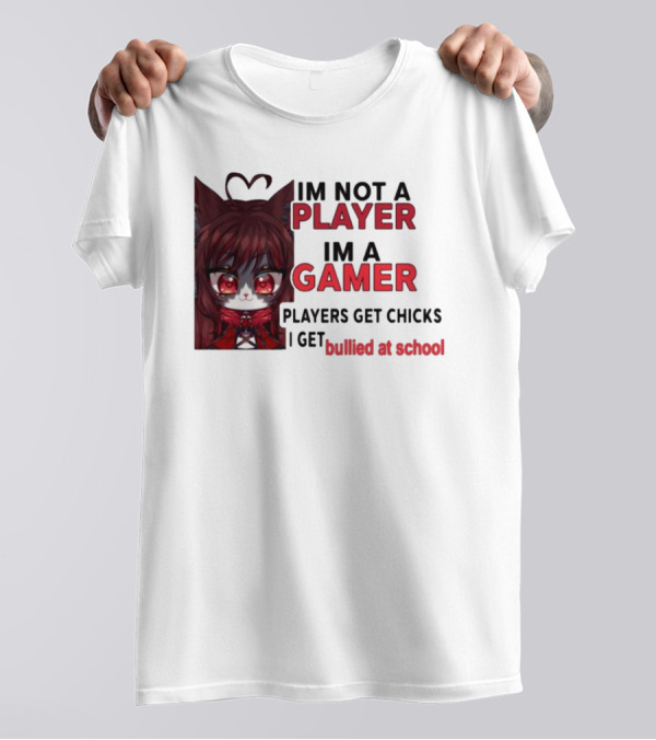 Freya Amari I'm Not A Player I'm A Gamer Players Get Chicks I Get Bullied At School Anime Character T-Shirt