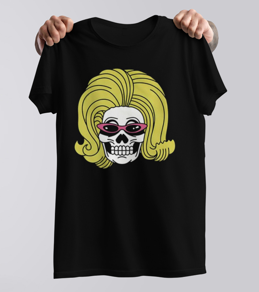 Juno Birch Death Skull Blonde Wig Pink Sunglasses T-Shirt