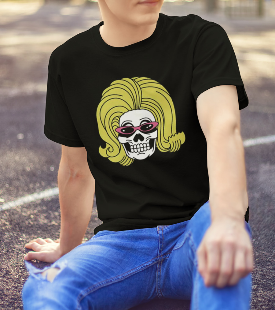 Juno Birch Death Skull Blonde Wig Pink Sunglasses T-Shirt