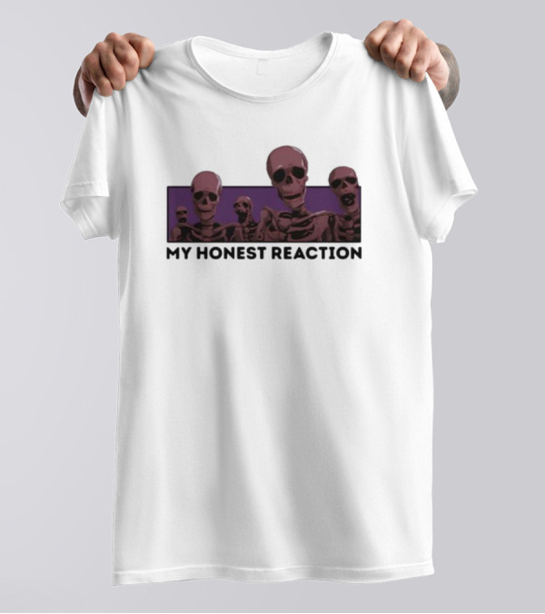 Skeletons My Honest Reaction Purple Background T-Shirt