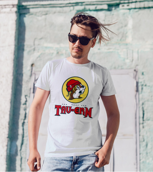 New Brookland Tavern Buc-Ees Nbt Logo With Red Hat Mascot T-Shirt
