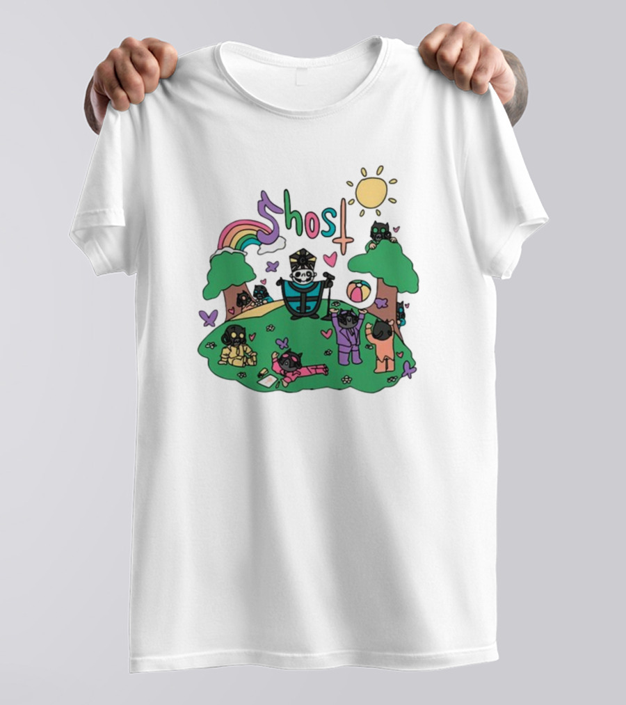 Cardinal Copia Ghost Slipknot Fun Cartoon Scene With Rainbow And Sun T-Shirt