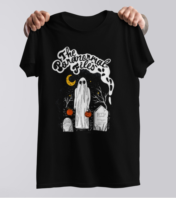 The Paranormal Files Ghost Halloween Cemetery Moon Stars RIP Pumpkin T-Shirt