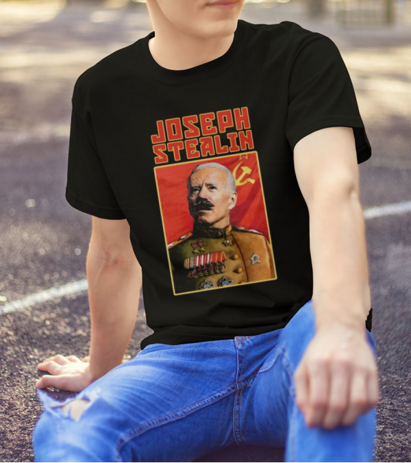 Joseph Stealin Soviet Parody Stalin Uniform Red Flag T-Shirt