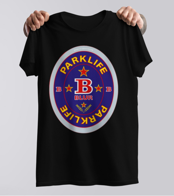 Blur Parklife Beermat Brewed In London England B Logo B Stars T-Shirt