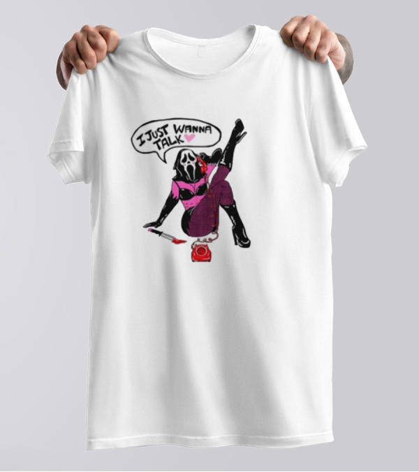 Oatmilklady I Just Wanna Talk Ghost Face Mask Retro Phone T-Shirt