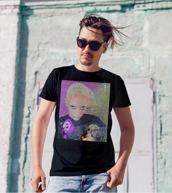 Doja Cat Sam Hyde Tiara Emoji Gun Sweater Multicolored Background T-Shirt