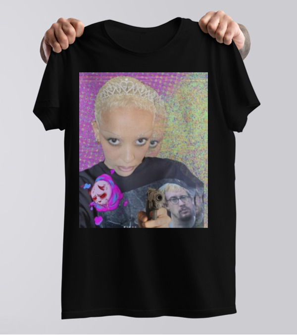 Doja Cat Sam Hyde Tiara Emoji Gun Sweater Multicolored Background T-Shirt
