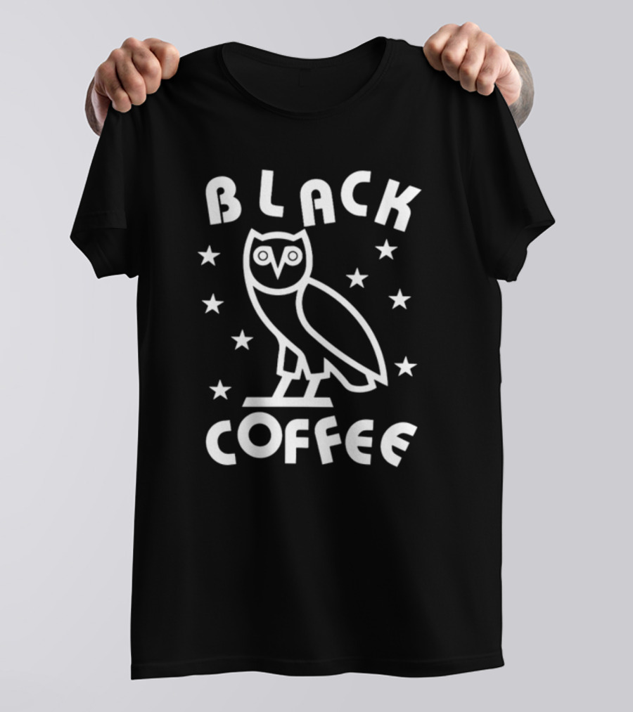 Black Coffee Owl Stars T-Shirt