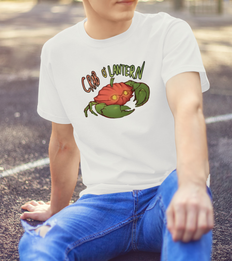 Crab O' Lantern Pumpkin Crab Creature With Glowing Eyes T-Shirt