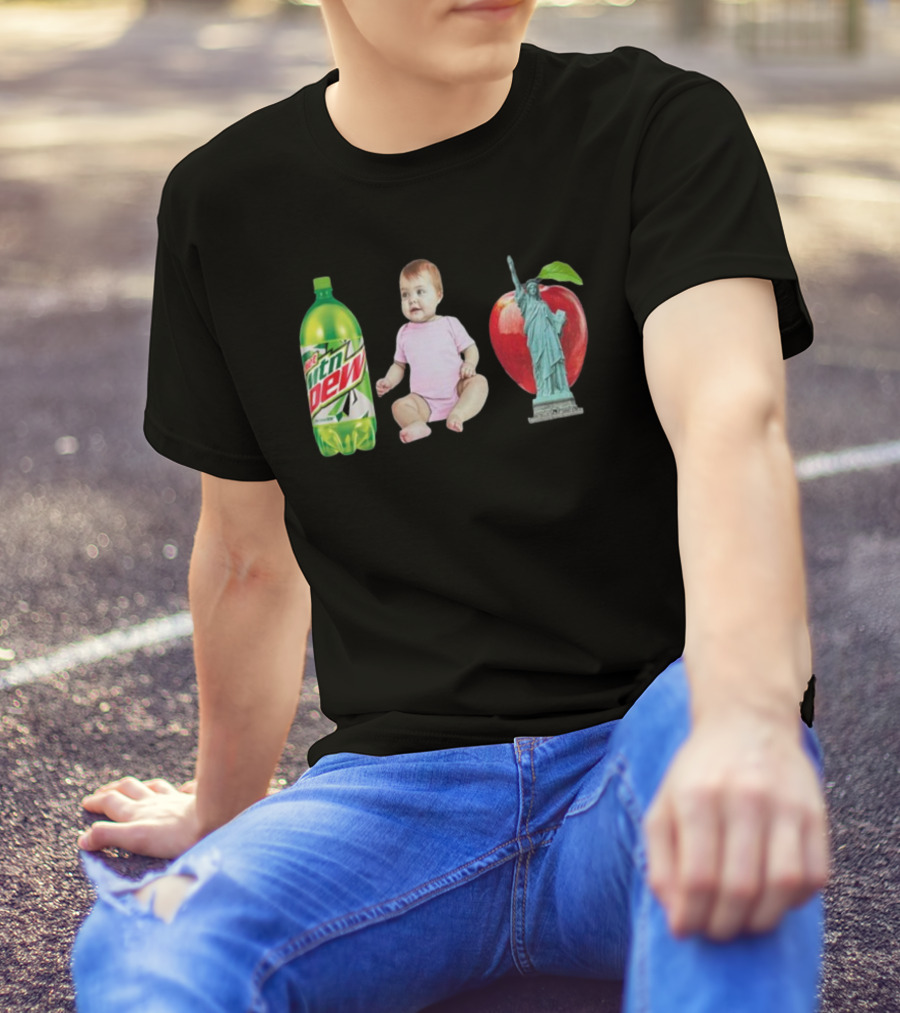 Diet Mountain Dew Baby Statue Of Liberty Apple New York City T-Shirt
