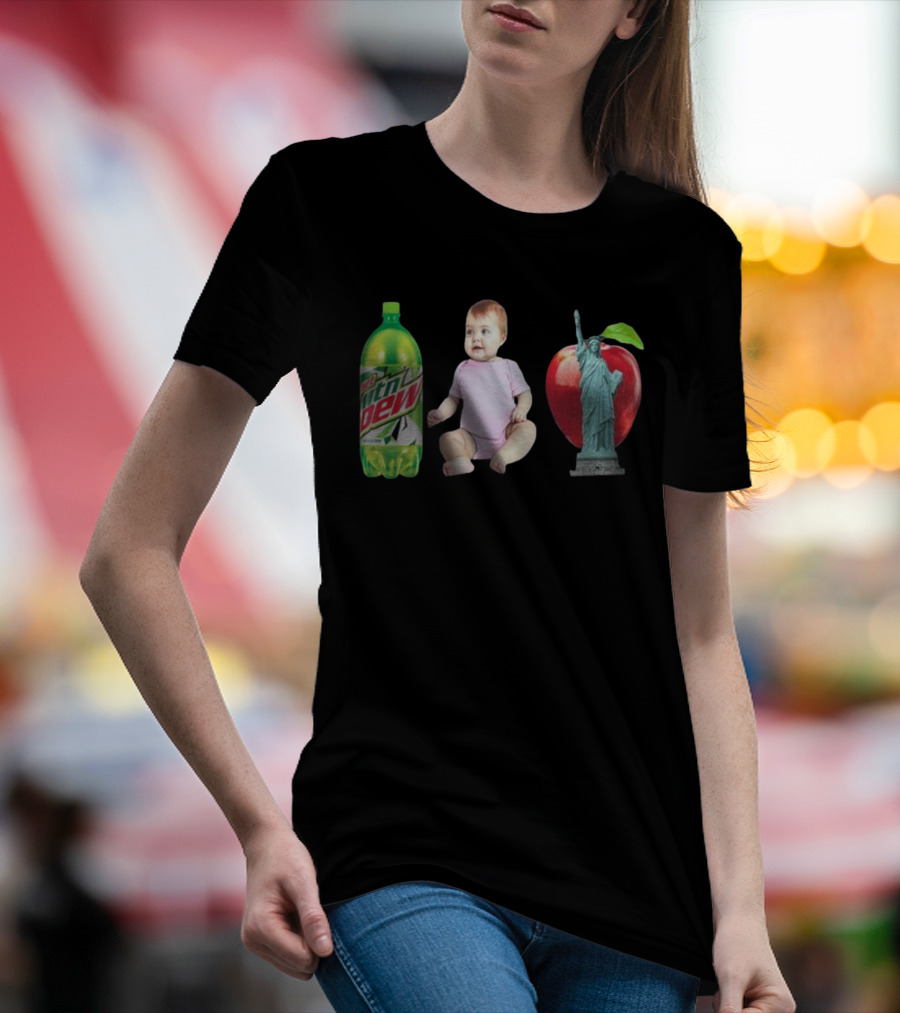 Diet Mountain Dew Baby Statue Of Liberty Apple New York City T-Shirt