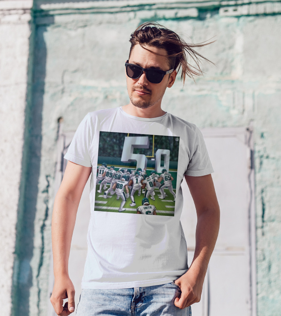 Jalen Hurts Brotherly Shove 5-0 Eagles Victory T-Shirt