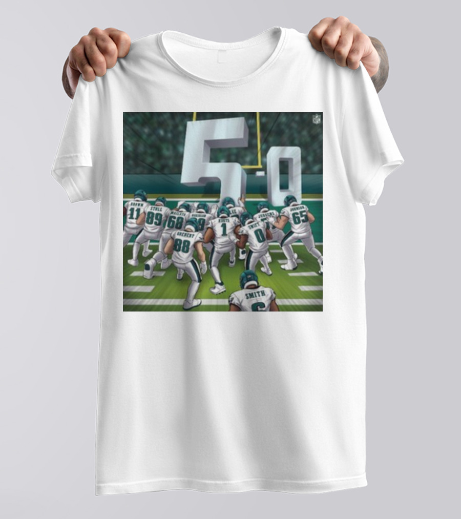 Jalen Hurts Brotherly Shove 5-0 Eagles Victory T-Shirt