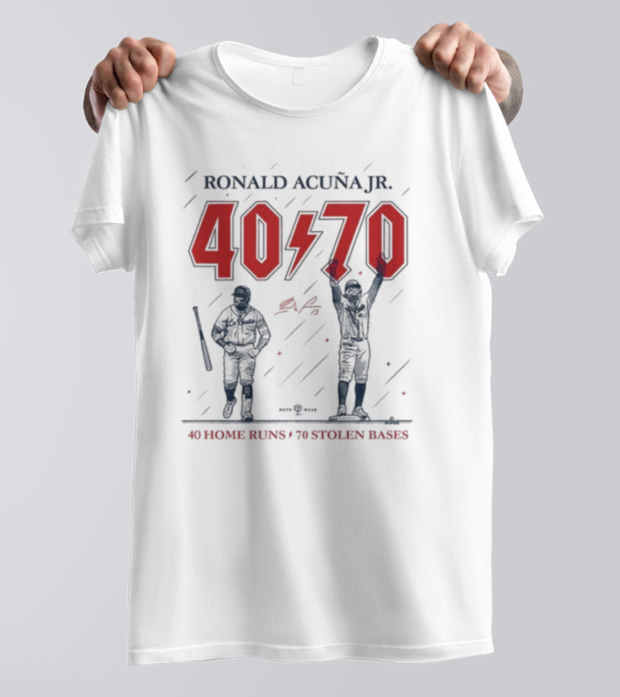 Ronald Acuña Jr 40 70 40 Home Runs 70 Stolen Bases T-Shirt