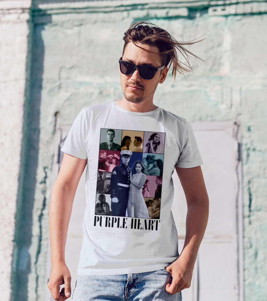 Purple Hearts Romantic Military Love Story Collage T-Shirt