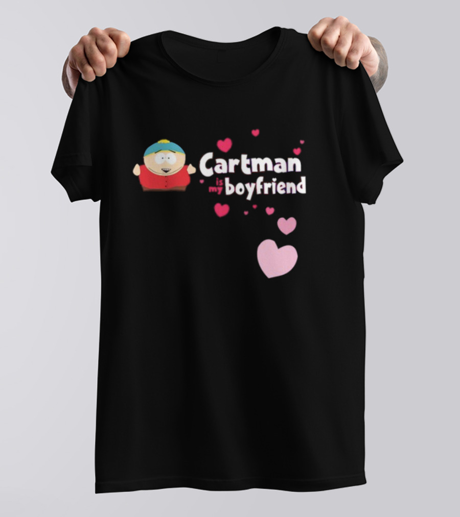 Cartman Is My Boyfriend Pink Hearts Cartoon Character T-Shirt