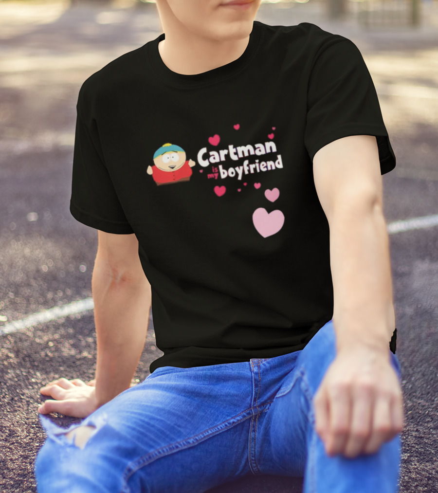 Cartman Is My Boyfriend Pink Hearts Cartoon Character T-Shirt