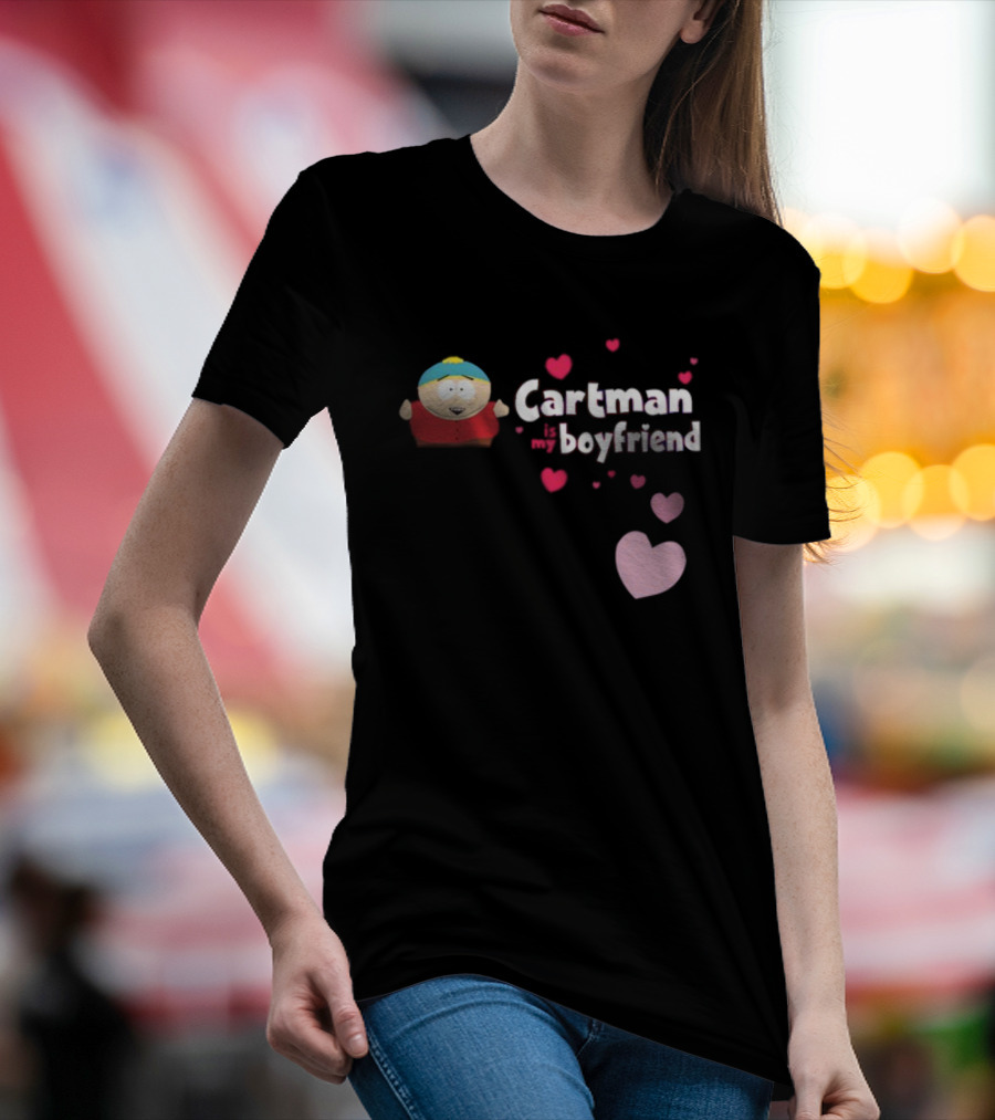 Cartman Is My Boyfriend Pink Hearts Cartoon Character T-Shirt
