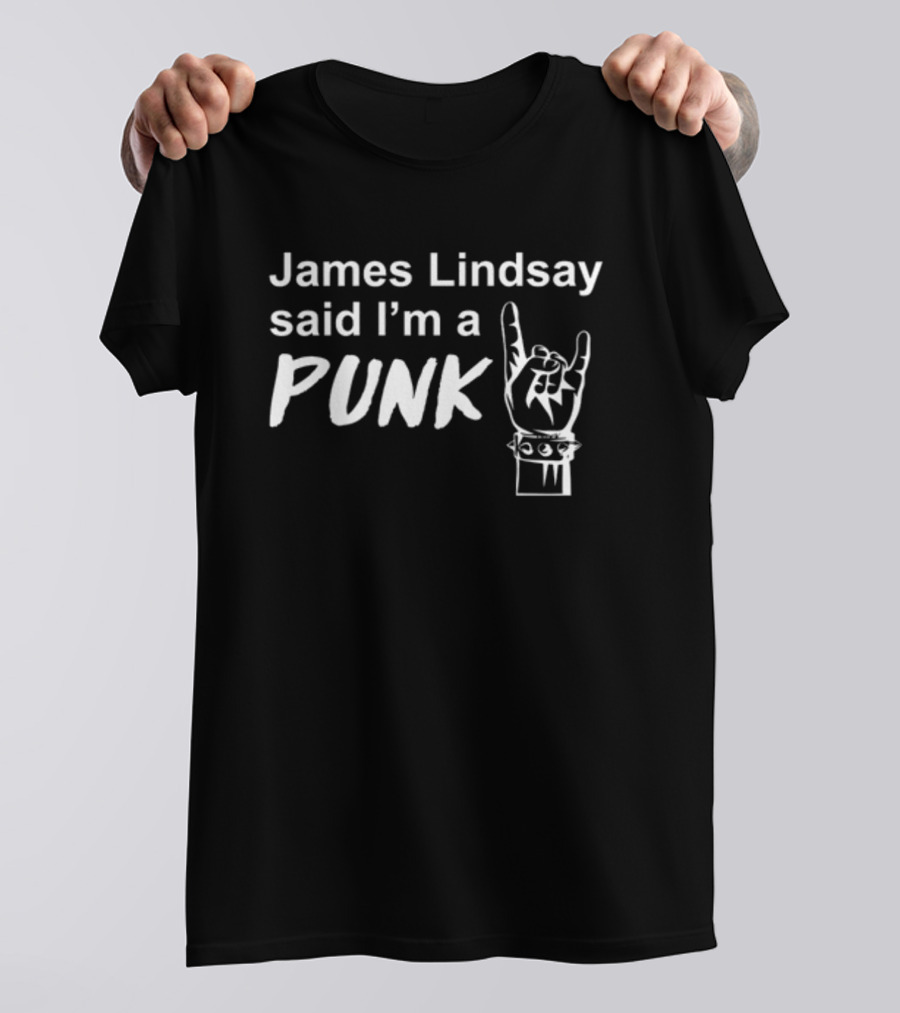 James Lindsay Said I'm A Punk Rock Hand Gesture Spiked Wristband T-Shirt