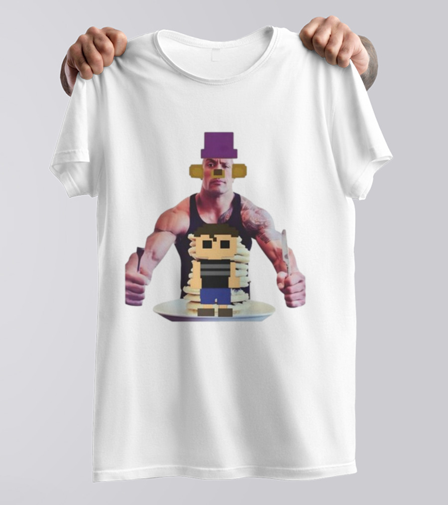 Fredbea The Rock Eats The Crying Child Pancakes Image Mashup T-Shirt