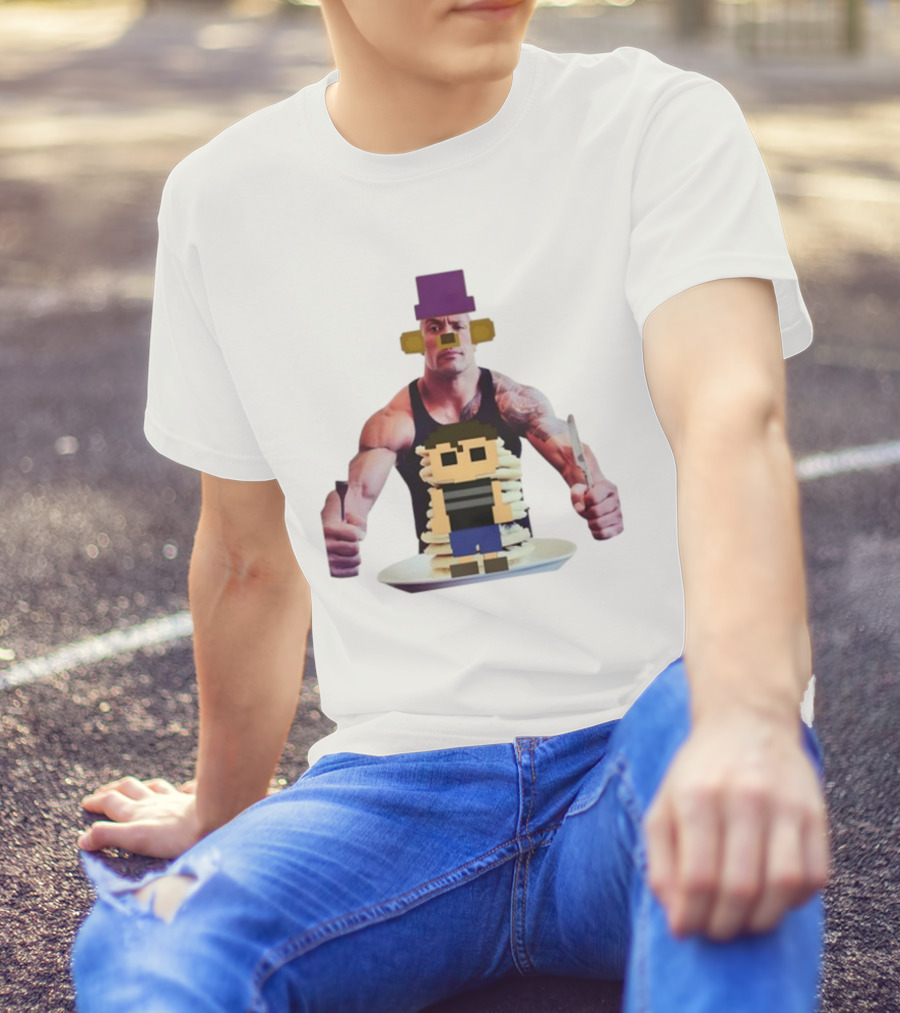 Fredbea The Rock Eats The Crying Child Pancakes Image Mashup T-Shirt