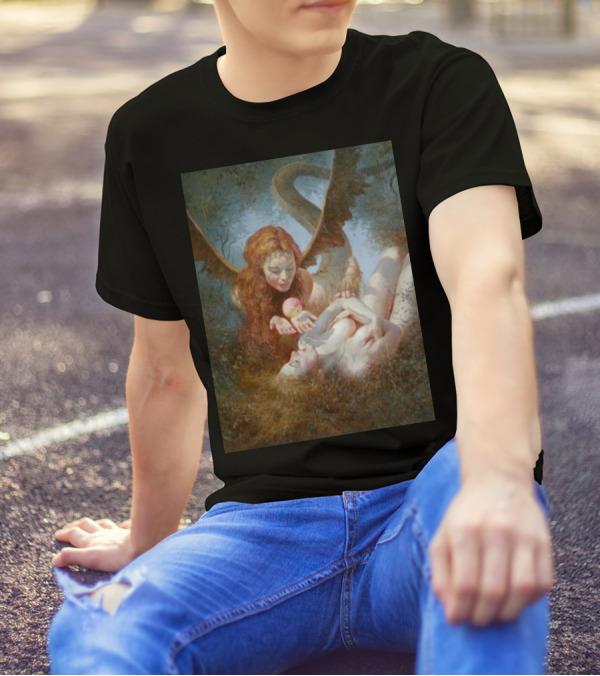 Lilith And Eve 1963 Apple Serpent Wings Mythical Encounter By Yuri Klapouh T-Shirt