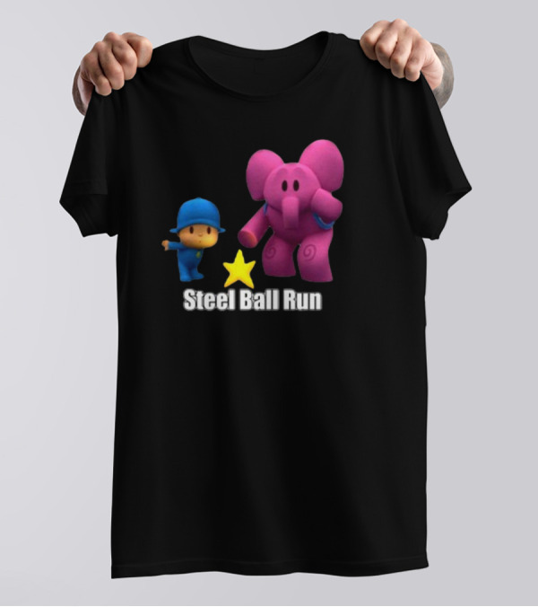 Pocoyo And Pink Elephant Star Steel Ball Run T-Shirt