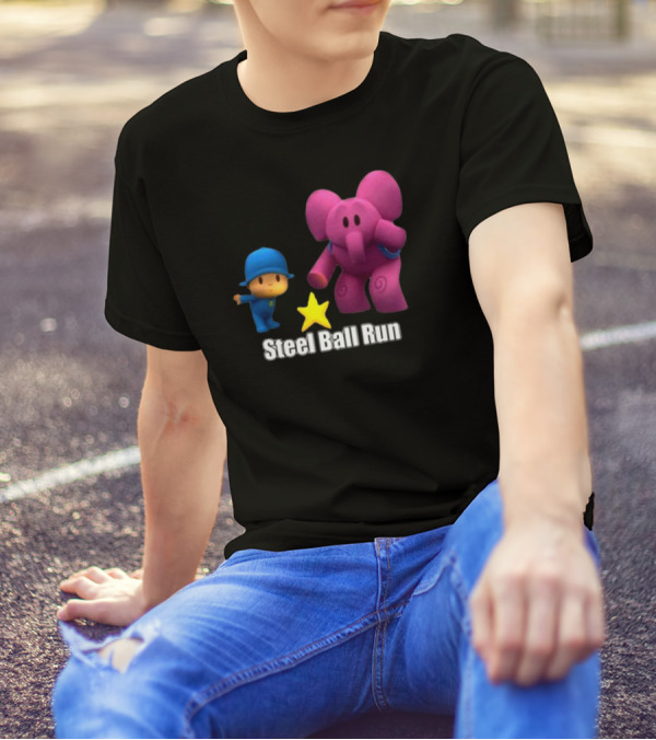Pocoyo And Pink Elephant Star Steel Ball Run T-Shirt