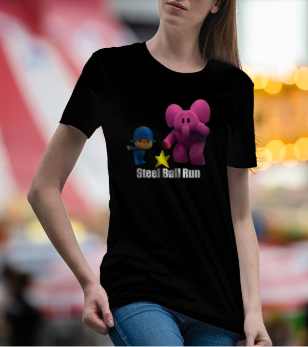 Pocoyo And Pink Elephant Star Steel Ball Run T-Shirt