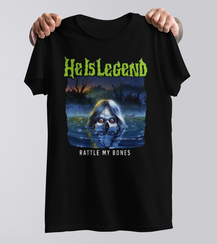 He Is Legend Rattle My Bones Eerie Forest Lake Ghostly Face T-Shirt